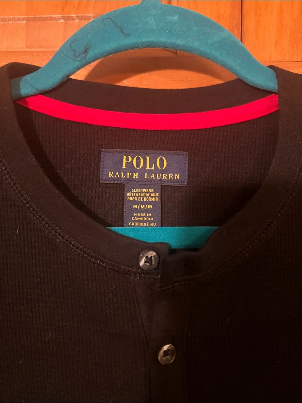 Polo by Ralph Lauren Black Long-Sleeve Henley with Red Pony